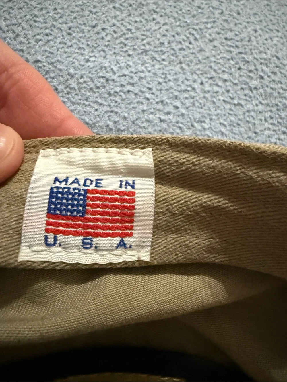 Toms Tan Canvas Military-Style Cap with Logo Patch
